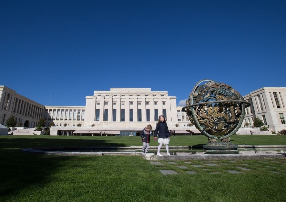 這是在瑞士日內(nèi)瓦拍攝的聯(lián)合國萬國宮外景（2017年10月7日攝）。新華社記者 徐金泉 攝