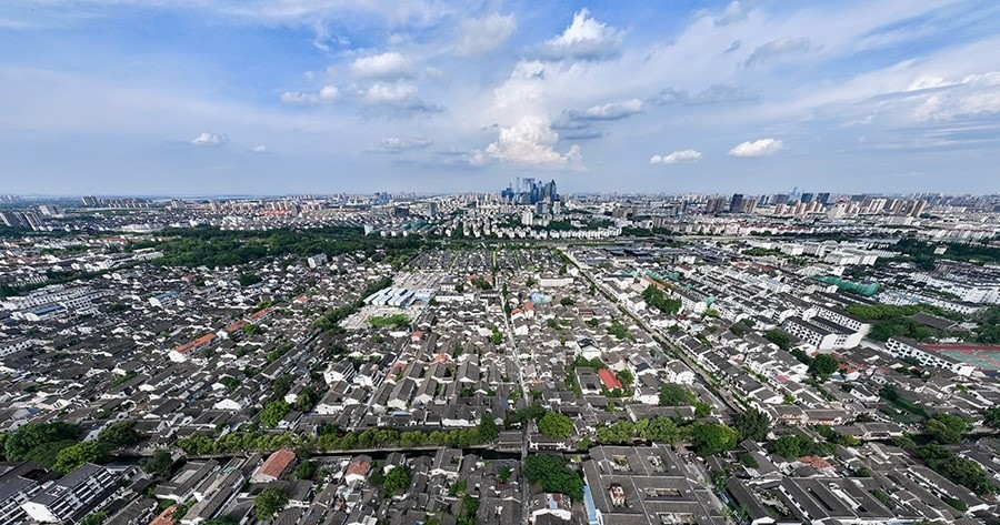 2023年7月3日拍攝的蘇州平江歷史文化街區(qū)（無人機(jī)照片）。新華社記者 李博 攝