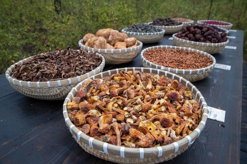 △近日，漠河市北極村一景區(qū)展示的林下產(chǎn)品。