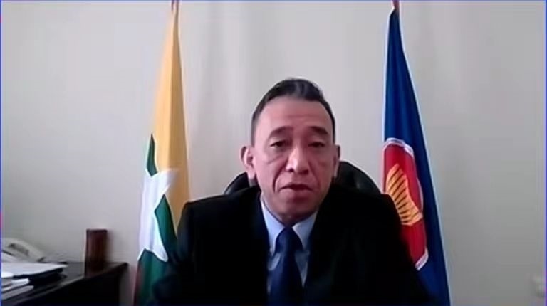 昂苗敏致辭。中國(guó)駐東盟使團(tuán)供圖