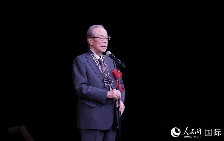 日本前首相福田康夫發(fā)表致辭。人民網(wǎng) 蔣曉辰攝