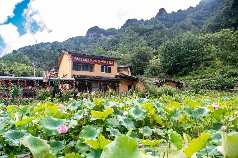 這是8月28日拍攝的華溪村村民開(kāi)設(shè)的農(nóng)家樂(lè)外景。新華社記者 唐奕 攝