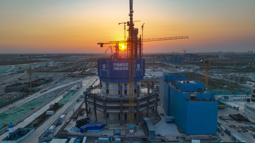 在雄安新區(qū)啟動區(qū)拍攝的中國中化大廈項目（9月21日攝，無人機照片）。新華社記者 張鋮 攝