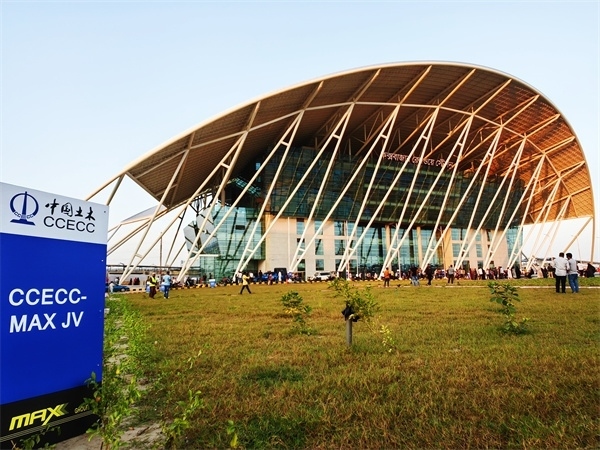 孟加拉國(guó)建筑面積最大鐵路車(chē)站——科考斯巴扎車(chē)站。中國(guó)土木工程集團(tuán)有限公司供圖