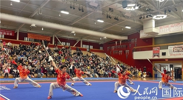 中國武術(shù)隊員表演現(xiàn)場。人民網(wǎng)記者 鄧圩攝