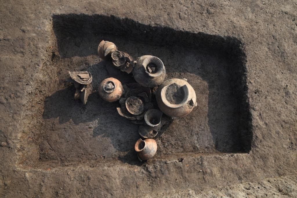 汶溪遺址河姆渡文化晚期墓葬。寧波市文化遺產(chǎn)管理研究院供圖