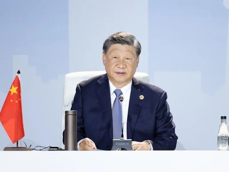 當地時間8月24日，習近平主席在南非約翰內斯堡出席金磚國家領導人第十五次會晤特別記者會。