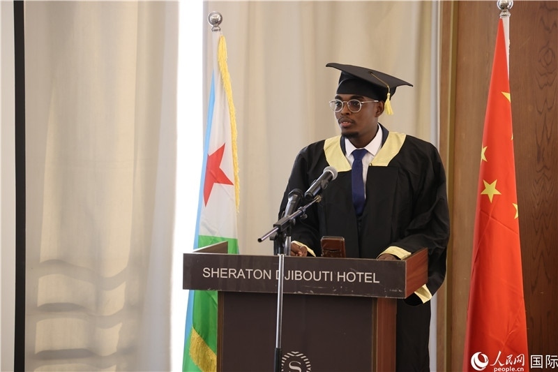 吉布提魯班工坊2023屆畢業(yè)生代表發(fā)言。人民網(wǎng)記者 張志文攝