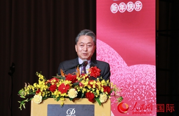 日本前首相鳩山由紀(jì)夫致辭。人民網(wǎng) 許可攝