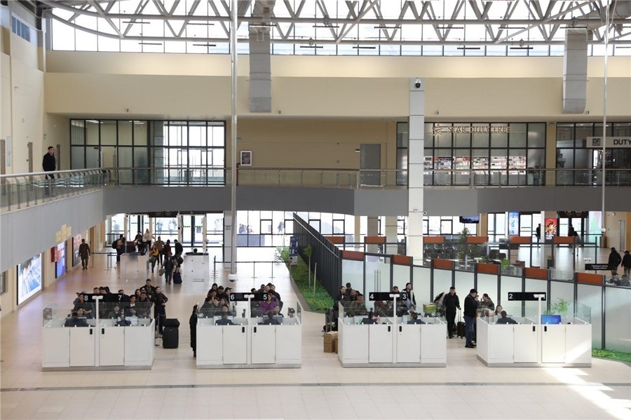 3月24日，扎門烏德口岸通關現(xiàn)場。駐蒙古使館供圖