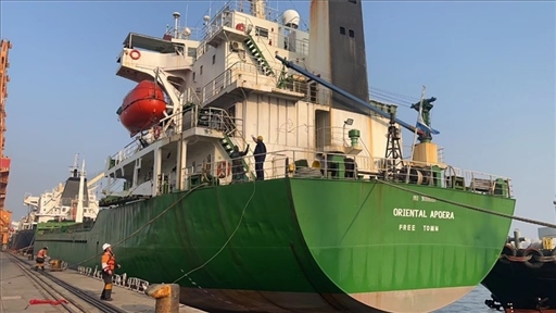 中蘇海運(yùn)直航貨輪靠泊蘇里南碼頭。中國(guó)駐蘇里南大使館供圖