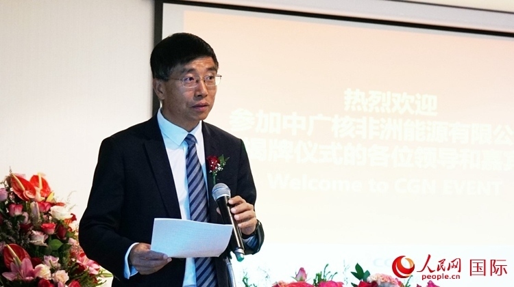 國(guó)家電網(wǎng)公司非洲辦事處主任汪文安致辭。人民網(wǎng) 劉暢攝