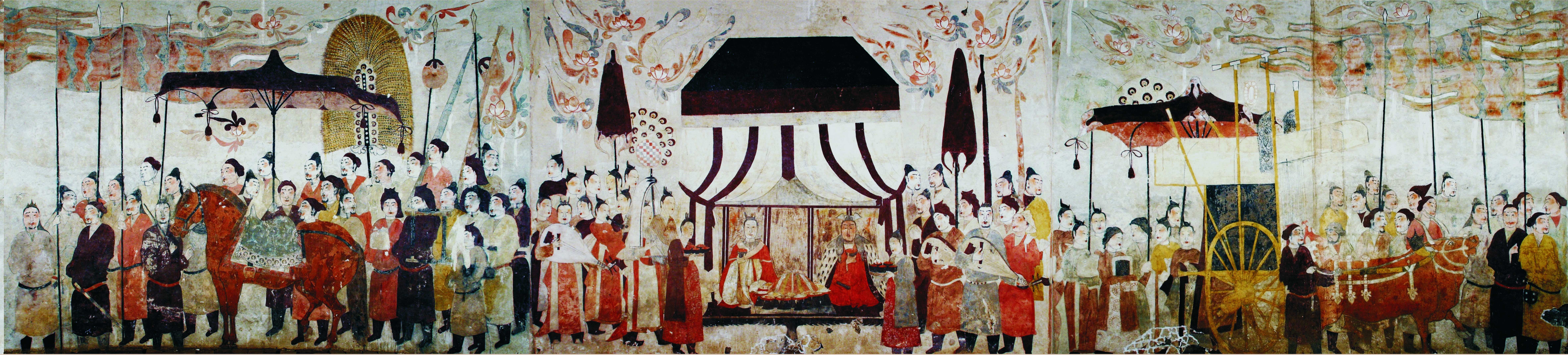 這是徐顯秀墓室壁畫展開(kāi)圖。太原北齊壁畫博物館供圖