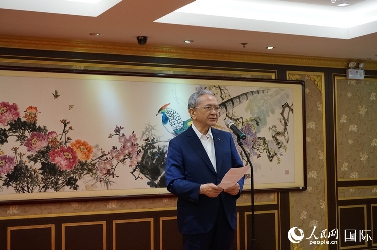 創(chuàng)價(jià)學(xué)會(huì)會(huì)長(zhǎng)原田稔致辭。