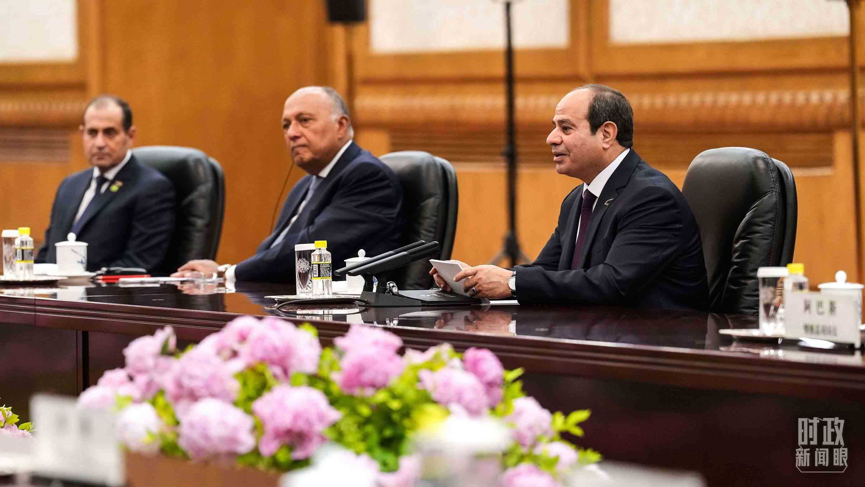 △會談中的塞西總統。（總臺國廣記者李晉拍攝）