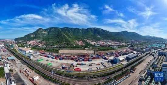 這是6月26日拍攝的中哈連云港物流合作基地（無人機照片）。新華社記者 季春鵬 攝