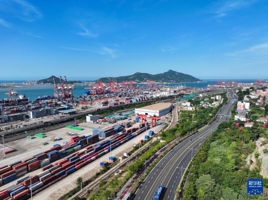 這是6月26日拍攝的中哈連云港物流合作基地（無人機照片）。新華社記者 季春鵬 攝