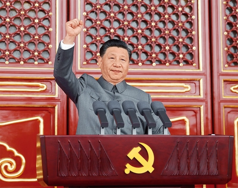 2021年7月1日，慶祝中國共產(chǎn)黨成立100周年大會在北京天安門廣場隆重舉行。中共中央總書記、國家主席、中央軍委主席習(xí)近平發(fā)表重要講話。 新華社記者 鞠鵬/攝