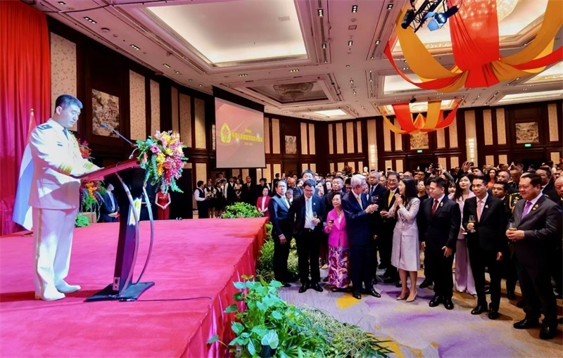 以上圖片均由使館提供，內(nèi)容說明：駐泰使館舉行慶祝建軍97周年招待會(huì)現(xiàn)場(chǎng)。