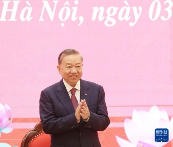 8月3日，在越南河內(nèi)，蘇林出席新聞發(fā)布會。新華社/越通社