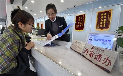 2024年3月25日，北京大興區(qū)，工作人員為群眾辦理跨省政務(wù)事宜。