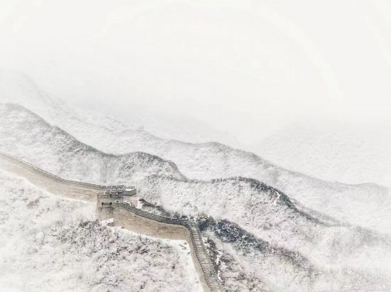 朱銳拍攝的長城雪景。（受訪者供圖）
