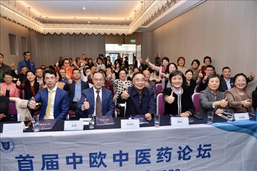 首屆中歐中醫(yī)藥論壇在布魯塞爾舉行，圖為論壇現(xiàn)場(chǎng)。（比利時(shí)浙江籍僑團(tuán)聯(lián)盟供圖）