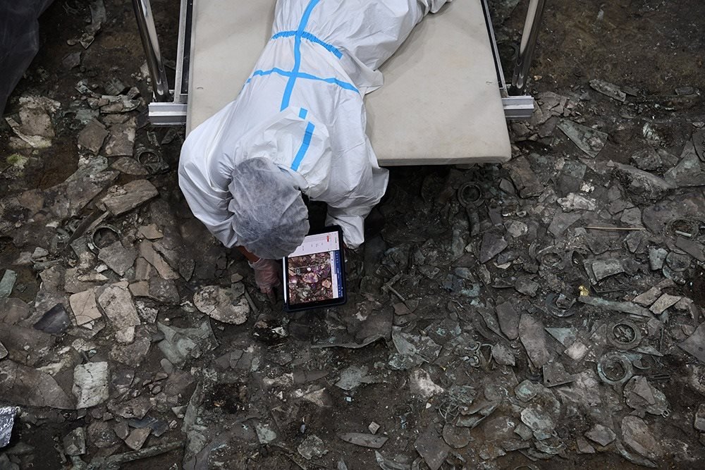 2022年6月28日，四川德陽，三星堆7號祭祀坑發(fā)掘現(xiàn)場。