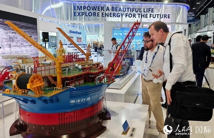 觀眾在中企展臺(tái)參觀。人民網(wǎng)記者管克江攝