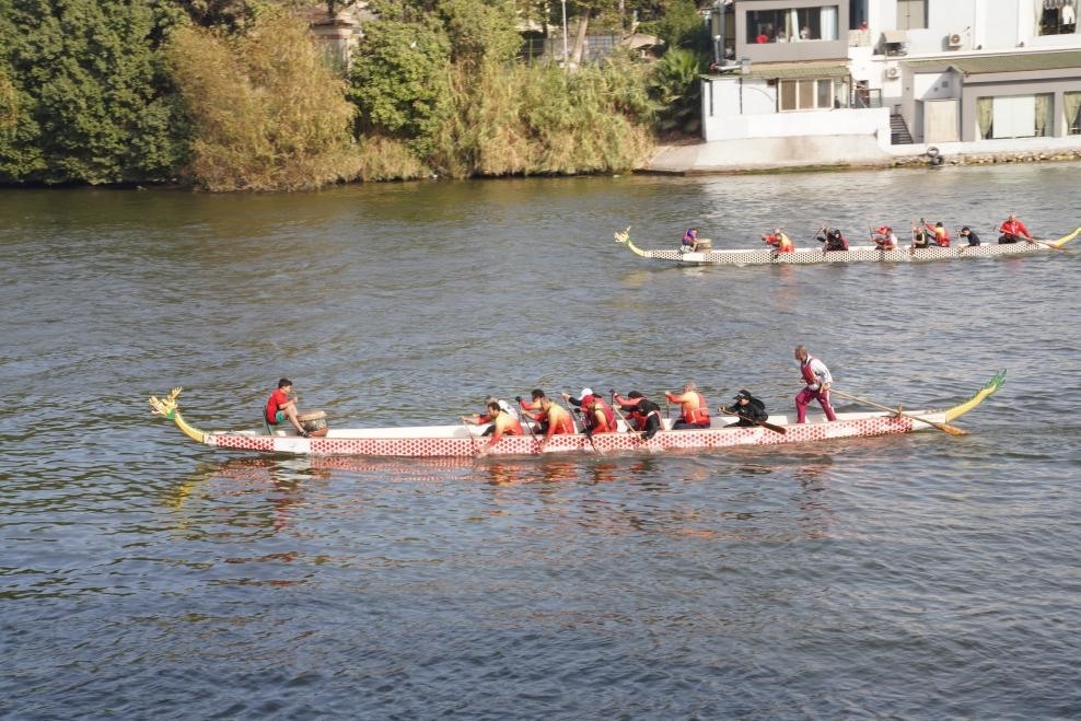 活動(dòng)現(xiàn)場龍舟競技，共慶春節(jié)。開羅中國文化中心供圖