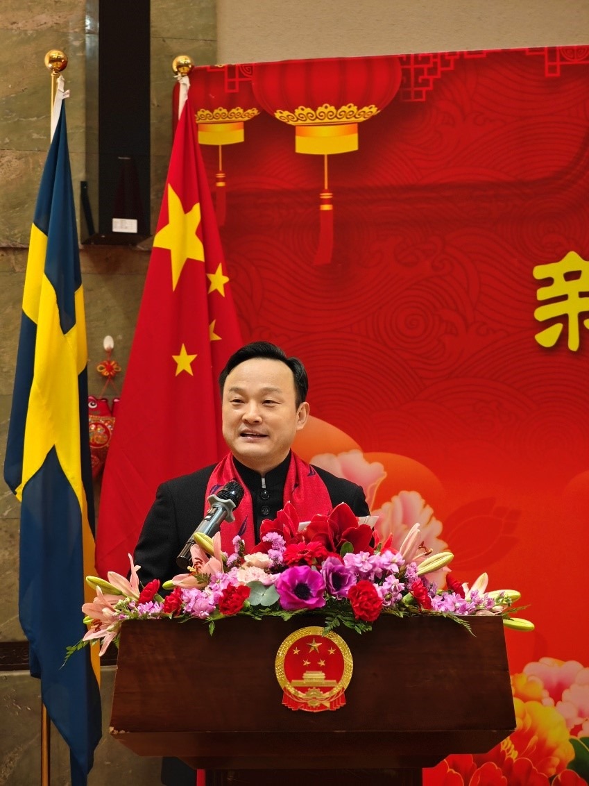 中國駐哥德堡總領(lǐng)事楊培棟致辭。中國駐哥德堡總領(lǐng)館供圖