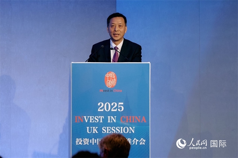 中國(guó)駐英國(guó)大使館經(jīng)濟(jì)商務(wù)公使余本林發(fā)表致辭。楊浩鵬攝